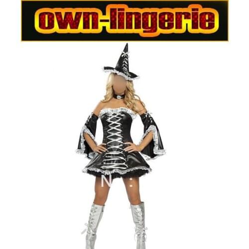 Christmas Halloween Witch Wizard Cloak Gown and Hat Cap sexy women Fancy wizard costume 4455
