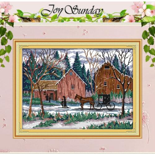 Snowy Day Patterns Counted Cross Stitch 11CT 14CT Cross Stitch Set Wholesale Scenery Cross-stitch Kits Embroidery Needlework