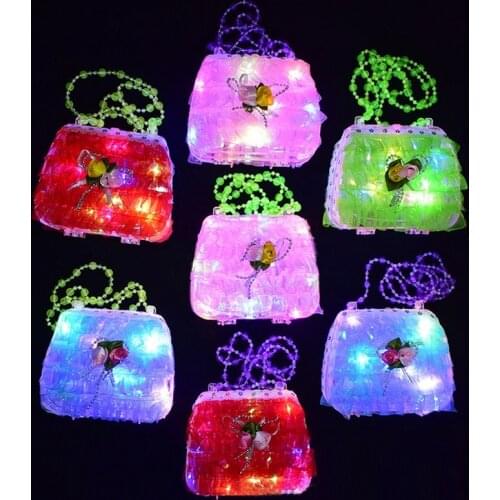 1pcs Fashion Lace DIY LED Blinking Shoulder Bag Light Luminous Toy Girls Children DIY Flash Handbags Birthday Gifts Glow Party