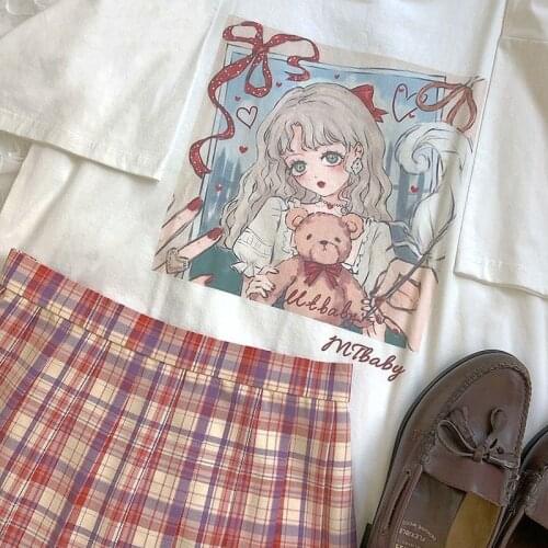 Japanses Aesthetic Grunge T shirt Women Harajuku Cute Kawaii white Summer Casual vintage Outfit Fashion Tops tees swift clothes