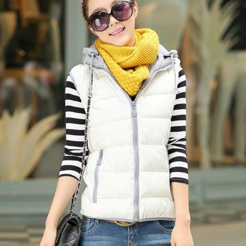 Vest Womens 2020 New Harajuku Winter Down Cotton Hooded Vests of Women Jacket Black Coat Chalecos Para Mujer KJ380 s