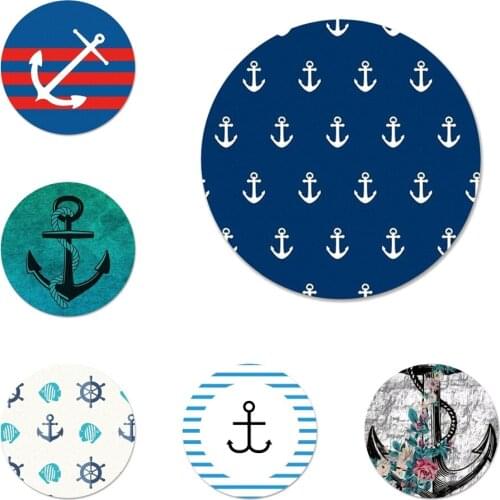 58mm Anchor Boat Blue Heart Stripe Icons Pins Badge Decoration Brooches Metal Badges For Backpack Decoration