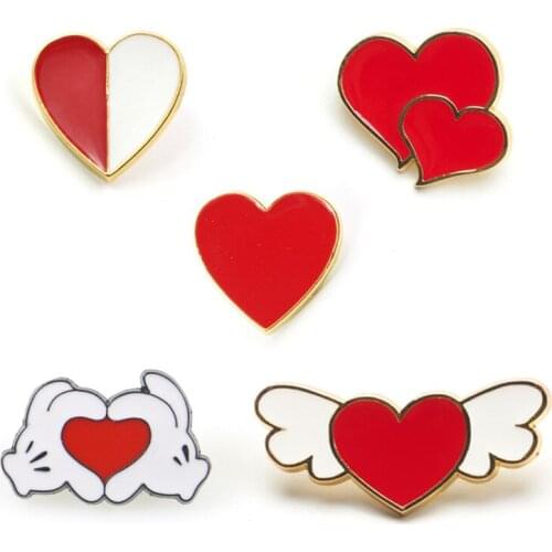 Couple Badge Creative Fashion Mini Love Red Heart Rainbow Brooch Heart-Shaped Dripping Pin Jewelry