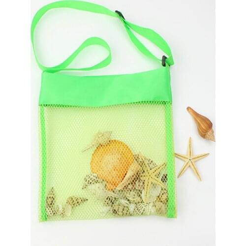 2PCS/Set Kids Mesh Bag Portable Summer Kids Sand Shell Collection Bag Folding Beach Shoulder Pouch Bag Children Sandpit Toys