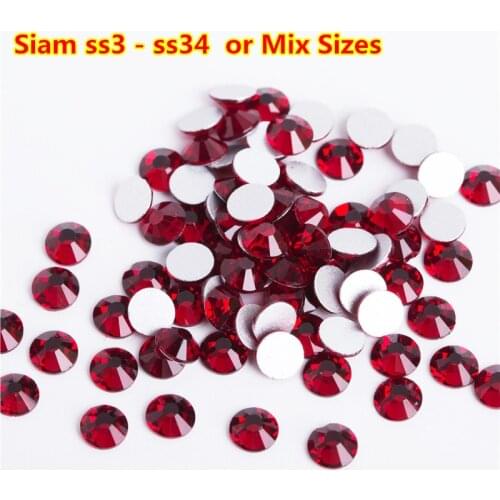 2028 Dark / Light Siam Rhinestone 1440pcs Crystal Stones for Nails Bags Flat back Rhinestones Glass Red Strass swarovsky Nails