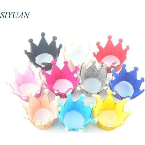 30pcs/lot Newborn Birthday Fabric Felt Crown Dotted with Stimulated Pearl Kids Lovely Headwear Accessories H0262