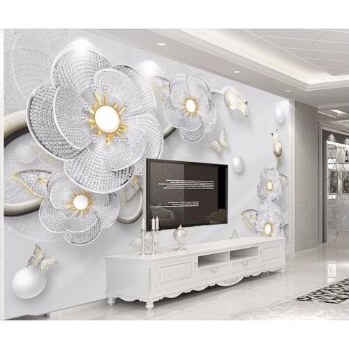 Beibehang Custom wallpaper 3D three-dimensional luxury diamond flower European jewelry TV background walls murals 3d wallpaper
