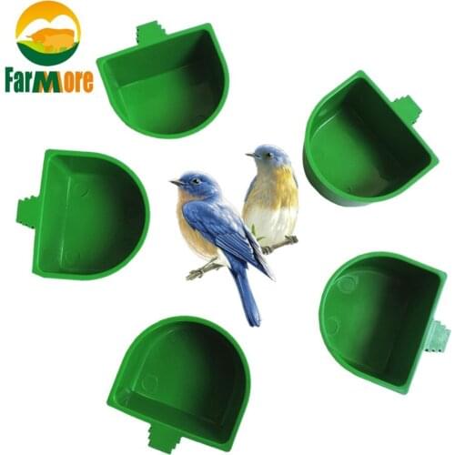 5PCS Semicircle Parrot Food Bowl With Handle Dove Pigeon Food Container Hanging on the Birdcage Feeder Accessories