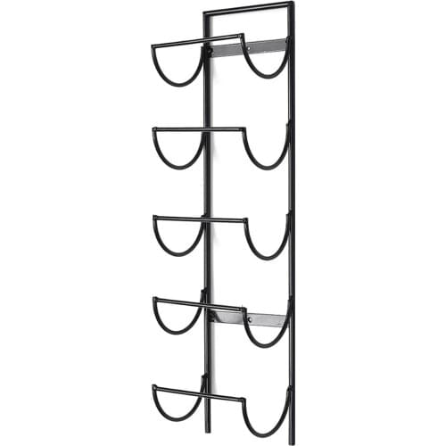 5 Level Stackable Wine Rack Black Metal Wall Mounted Storage Holder Shelf Kitchen Vine