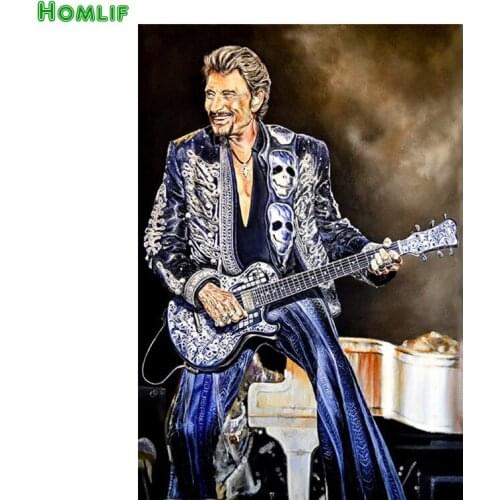 5D Superstar chanteur johnny hallyday diamant guitare peinture crystaldiamond broderie diy cristal peinture croix stitchsets