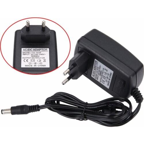 DC 15V 2A EU Adapter AC 220v 230v To DC 15v Converter Power Supply Charger For Mobile TV Switches Adapters