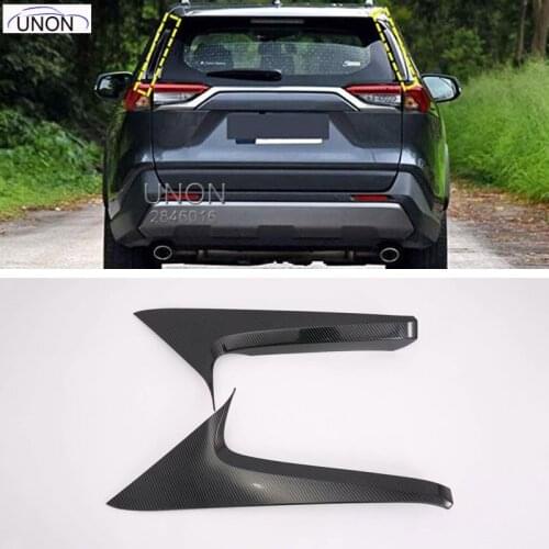 Car Accessories Rear Window Spoiler Side Corner Strip Trim ABS Carbon Style 2PCS for Toyota RAV4 XA50 2019
