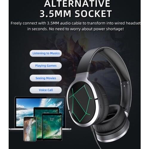 A799BL Bluetooth 5.0 HeadphonesHeavy Bass Head-mounted Wireless Headphone with Mic Over Ear Earphon Headset for phone PC