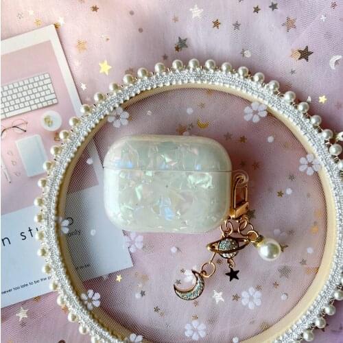 Luxury Cute Astronaut Pearl Shell Soft TPU Earphone case for Airpods 1 2 Lovely Glossy Wireless Headset cover for Airpods pro