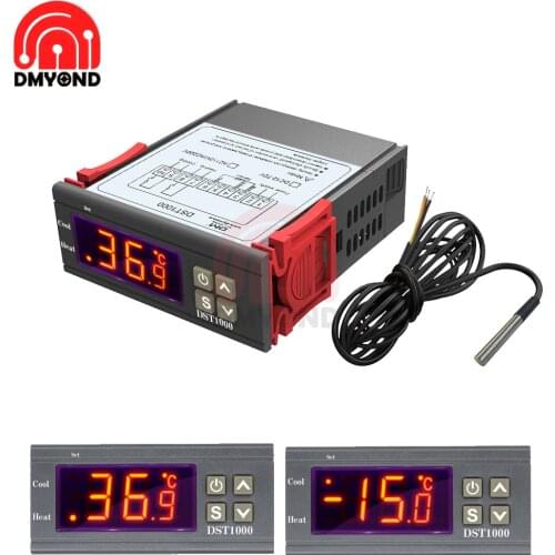 DC 12V-72V AC 110V-230V LED Digital Thermostat Temperature Controller Single Display Temperature Controller DS18B20 Temperature