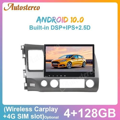 For Honda CIVIC 2006-2011 Android 10.0 Carplay 4+128GB Car GPS Navigation Multimedia Player Auto Radio Tape Recorder Head Unit