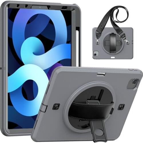 For Ipad Air4 Air 4 10.9 Rotating Case for IPad Pro 11 Silicon 3 Layer Protection Shell Tablet Kickstand Cover Strap with Film