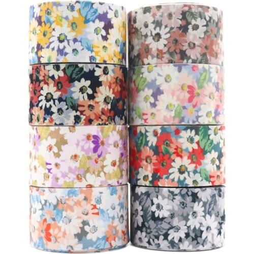 10 Yards 25/38MM Double Sided Flower Printed Cotton Floral Ribbon Polyester for Handmade Gift Packing DIY Hair Bow 2021062901