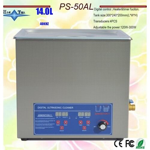 Globe PS-50AL 110/220V Adjustable power 120w-300w Ultrasonic Cleaner 14L for Equipment Stainless Steel Machine free basket