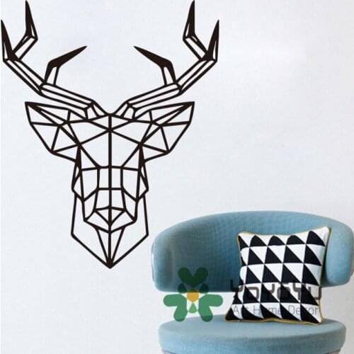 Head Of Deer Geometric Wall Sticker Home Decor Morden Animal Decal For Living Room 3d Wall Sticker for kids Room Decor NY-106