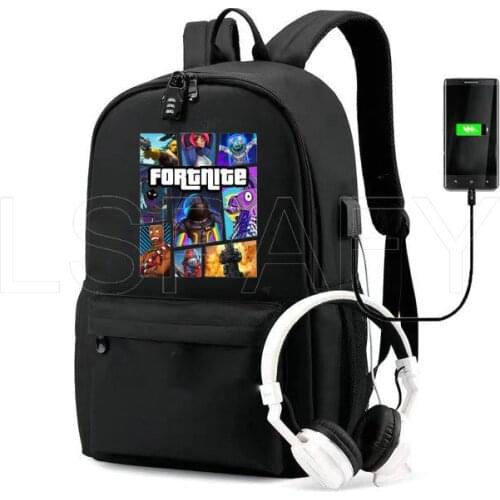USB Charger Fortnite Backpack Canvas Bag Hot Game School Bags Girls Boys Travel Bag Notebook Mochila