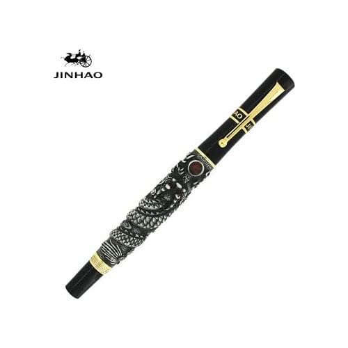 Jinhao New Flying 3D Dragon pen Golden Clip pens caneta Business pen for writing 18 KGP Nib ink pen office supplies