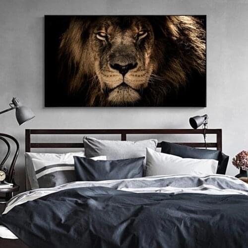 African Large Lions Face Canvas Paintings on the Wall Art Posters And Prints Animals Lions Art Pictures Cuadros For Living Room