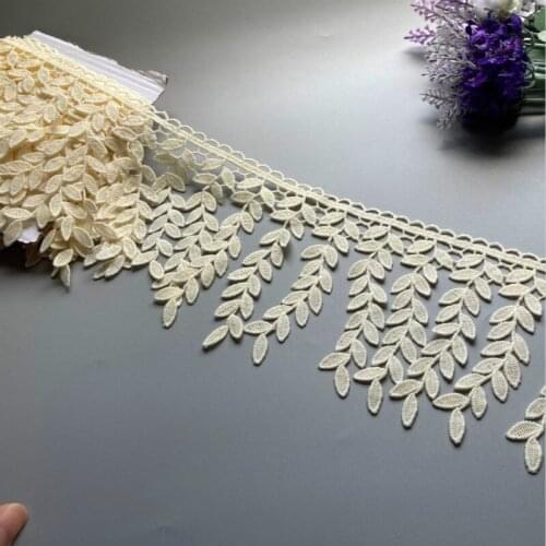 1 yard 11CM Ivory Cotton Leaf Tassel Fringe Embroidered Lace Trim Ribbon Fabric Handmade Sewing Supplies Craft Gift Decorative