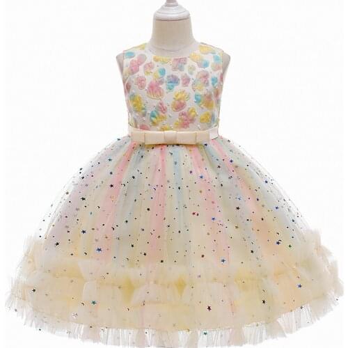 Fancy Irregular Gradient Love Decal Kids Dresses For Girls Bridesmaid Princess Wedding Dress Vestido Party Girl Clothes 8 10 Y