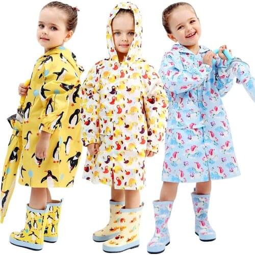 2018 Cute Small Waterproof Nylon Rain Coat Animal Print Boy Children Girls Windproof Poncho Kindergarten Student Baby Raincoat