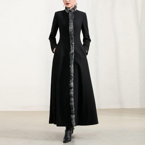 In 2020 the new autumn/winter season sale long joker high-end female rabbit fur woolen cloth coat coat