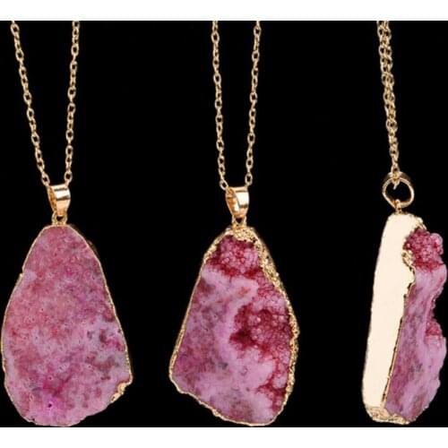 New Fashion Women Necklace Irregular Pendant Clavicle Chain Ladies Jewelry Geometric Natural Stone Crystal Necklaces