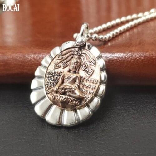 BOCAI New Real Solid s925 Silver Fashion Jewelry Buddha Shakyamuni Pendant Retro Good Luck Man and Woman Pendant