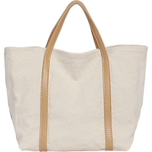 Korean Simple Handbag Net Red Color Matching Large Capacity Tote Bag Casual Fashion Canvas One Shoulder Messenger Bag