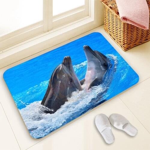 Animal Dolphin Print Rectangle Carpet Doormat Floor Mat Indoor Outdoor Door Mat 40x60cm