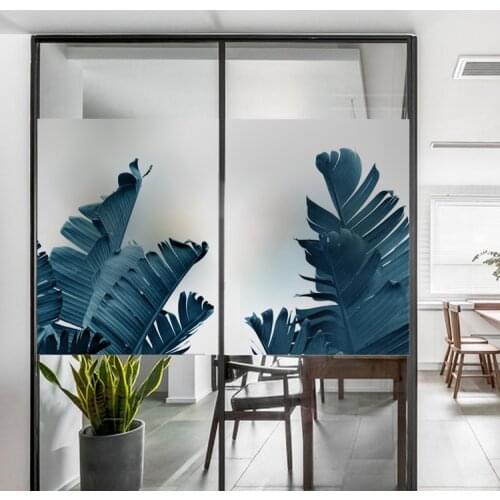 Custom Size Tropical Plant window glass sticker opaque matte film bathroom door bathroom toilet shading privacy film