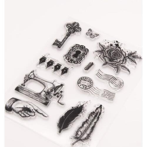 Flower Feather Seal Stamp with Cutting Dies Stencil DIY Scrapbooking Embossing M17D