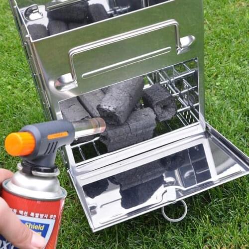Folding Backpacking Wood Burning Stove Mini BBQ Grill Outdoor Hiking Stove Carry Camping with Bag For Backpacking Cooking T6J9