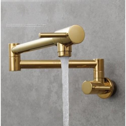Kitchen sink faucet into the wall single cold water faucet sink faucet foldable two-handle switch faucet