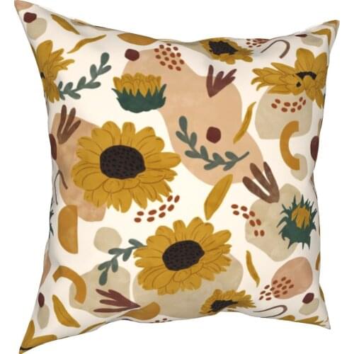Modern Sunflowers Rain Pillowcase Printing Polyester Cushion Cover Gift Flowers Throw Pillow Case Cover Home Wholesale 40X40cm