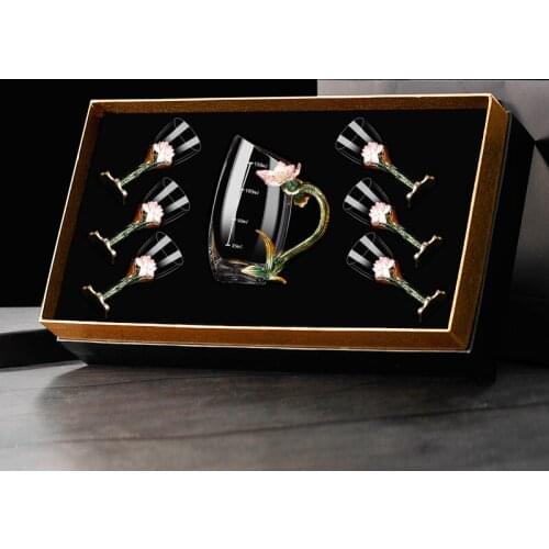 Light Luxury Enamel-color Liquor Cup High-grade Crystal Goblet European Style Home Wine Set Creative Gifts