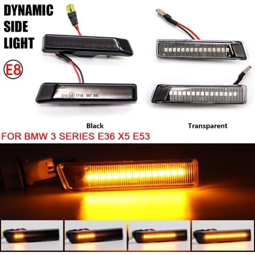 Pair Dynamic Turn Signal LED Light For BMW X5 E53 2000-2005 E36 1997-1999 Side Fender Marker Sequential Lamp