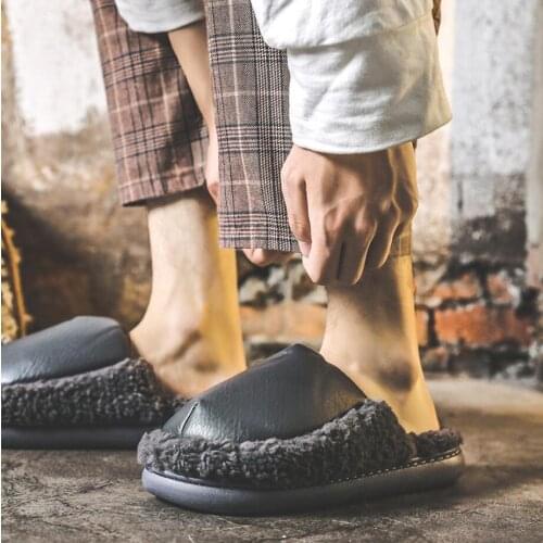 2020 Winter Home Cotton Slippers Shallow Mouth Flat Shoes Heel Indoor Home Warm Slope Trend Round Head Cotton Slippers