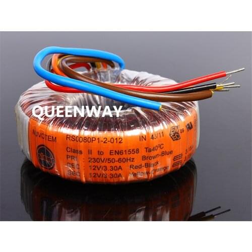 Double 12V 15V 18V 25V 80VA 80W RS Nvuotem Talema Toroidal Transformer Primary AC/Secondary AC