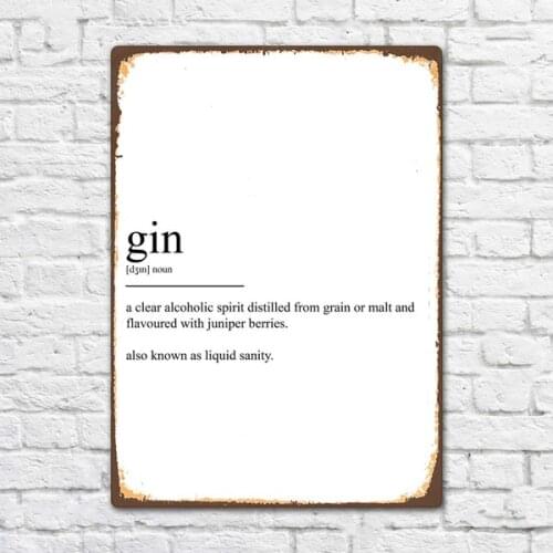 Gin Definition Vintage Retro Metal Tin Sign Metal Sign Wall Decor Fashion Art Decor Poster BIE151