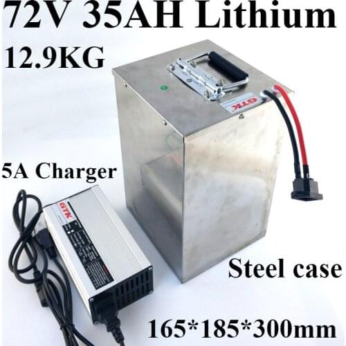 High real capacity 72V 35AH battery lithium 72v 35AH +5A Aluminum Charger for 72v 5000W 3600W 2200W Electric motor tricycle EV