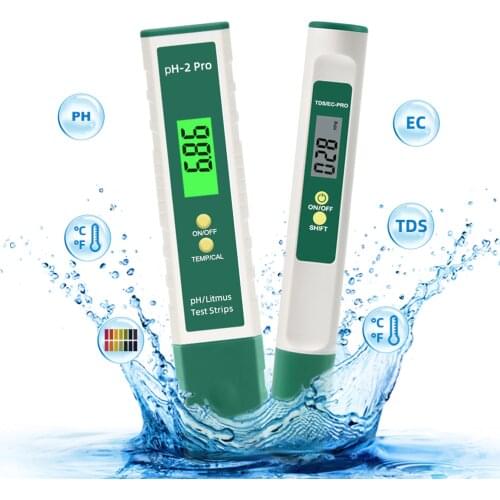 Yieryi Mini Multi-Function TDS/EC/Temperature PH Water Quality Tester Digital Litmus Ph Pen ATC for Pool Aquarium Laboratory
