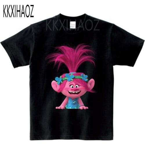 Baby Boys/Girls Cartoon Trolls Print Funny T Shirt Summer Kids Short Sleeve Tops Children Casual Clothes Girl Birthday Present