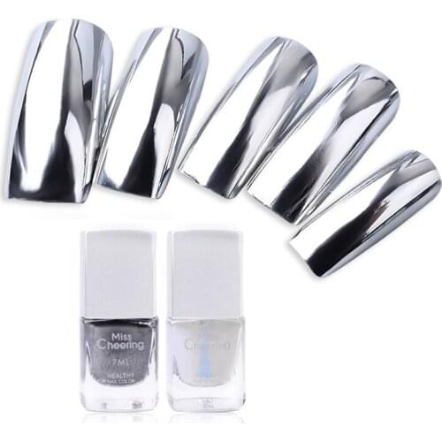 Mirror Nail Polish Metallic Lacquer Silver Nail Mirror Effect Metal Gold Nail Gel Polish Base Top Coat Nails Art Tips