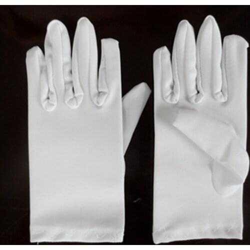 1 Pair Boy Girl Full Finger Dance Elastic Party Satin Feel Kid Gloves Special Occasion Performance Short Hold Flower Formal